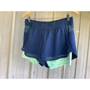 Avia Women's Medium 8-10 Navy Blue 2-in-1 Running Shorts Mint Liner